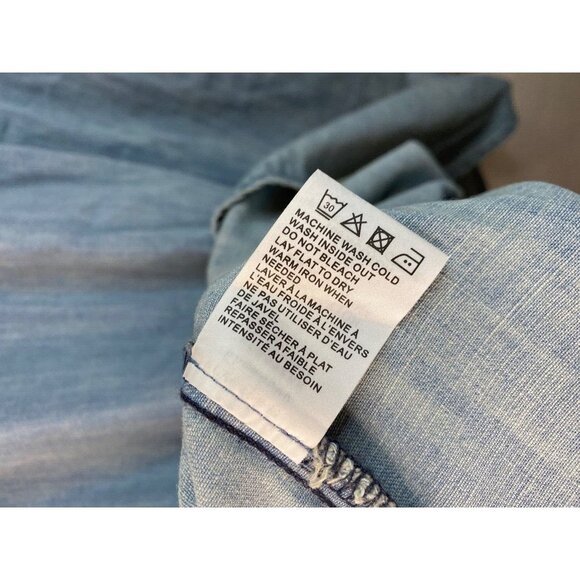 Free People x Sandrine Rose Mandarin Collar Denim Tunic Shirt Size Medium EUC - Picture 8 of 9